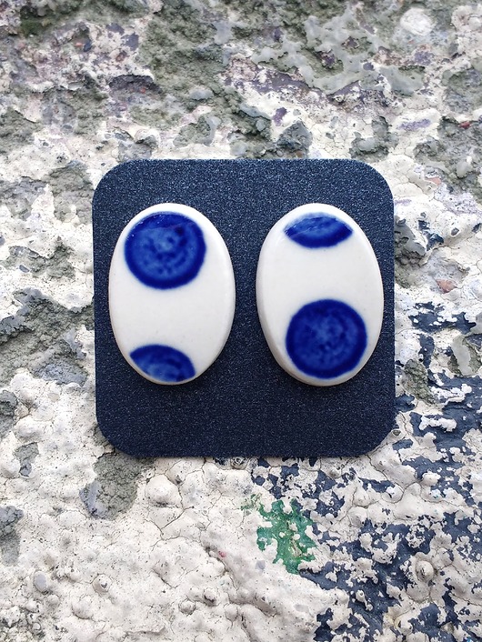 Kolczyki ceramiczne Bolesławiec biżuteria z talerzy
