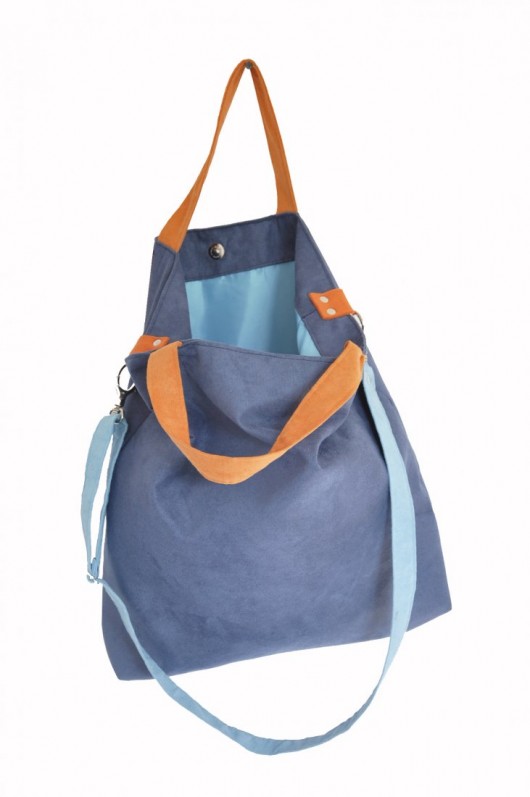 Torba hobo XXL - kobalt, pomarańcz, błękit PRACOWNIA 166