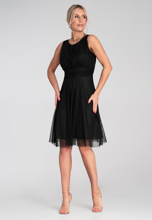 sukienki midi damskie Elegancka sukienka koktajlowa midi bez rękawów z wycięciem na plecach - M1208