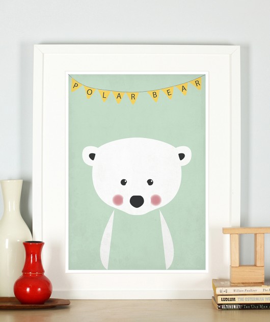 obrazy i plakaty do pokoju dziecięcego Plakat poznajmy zwierzęta, polar bear, miś polar