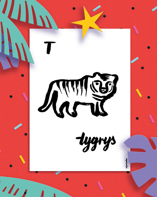 grafiki i ilustracje T jak Tygrys DUŻY PLAKAT DO POBRANIA