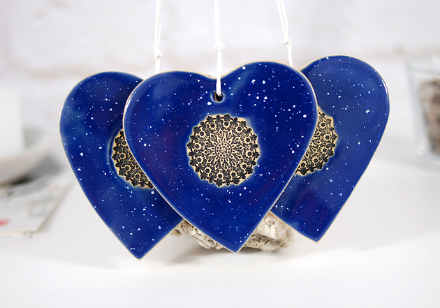 Duże ceramiczne serce - niebo 10FingersArt