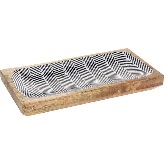 Ozdobna Patera Drewniana Zygzak 30x15 cm MIA home