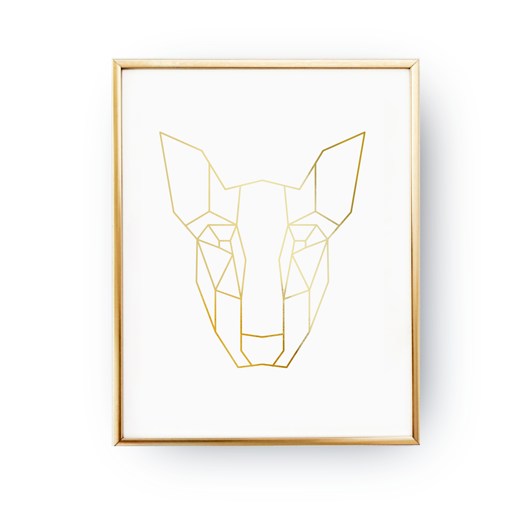 Plakat Geometryczny Bull Terrier, Złota folia ZlotePlakaty