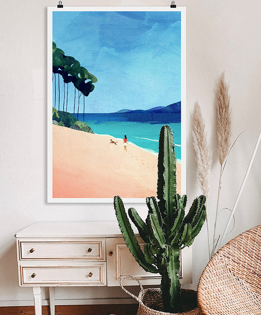 plakaty Plakat Złota plaża - spacer nad oceanem