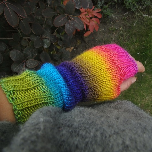 tęczowe / mitenki agat handmade