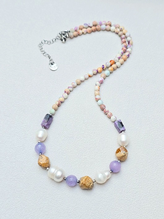 srebrne naszyjniki Naszyjnik Lawenda w Jaspisach Srebro