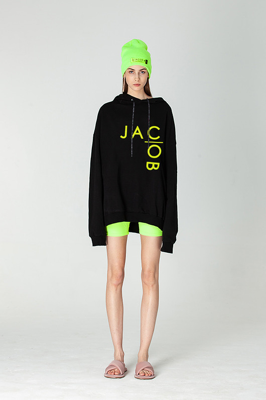 bluza z kapturem damska Bluza hoodie z neonowym logo