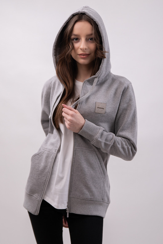 bluza z kapturem damska Bluza szara rozpinana bawełna organiczna GOTS