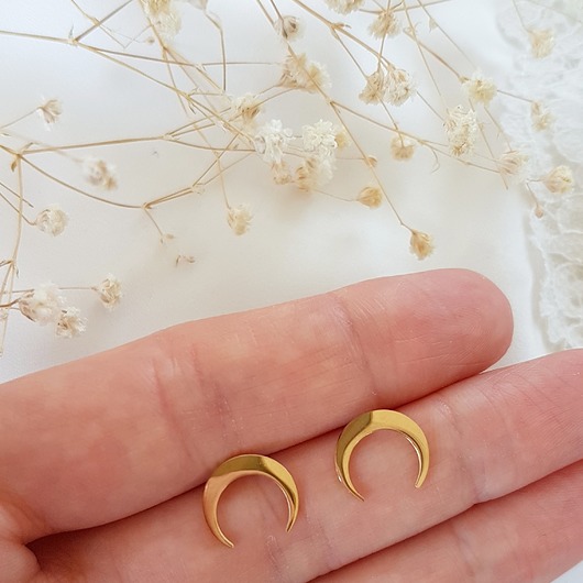 Kolczyki złote księżyce LEI handmade 