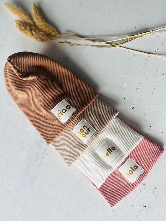 czapki dziecięce Czapka prążkowana beanie z napisem