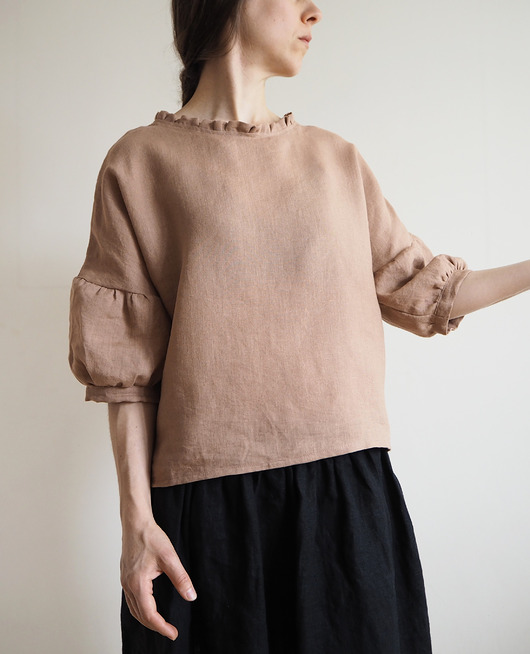 bluzki - inne Bluzka "COSMOS_x" coconut 100% len