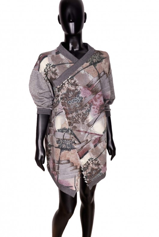 undone  szaro fioletowa bluza w drukowany motyw Non Tess