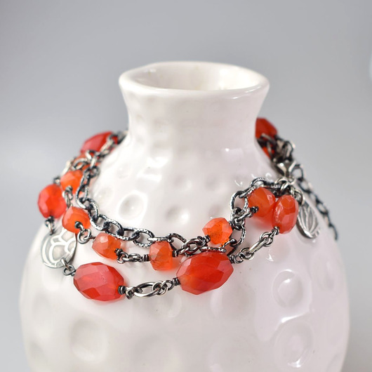 bransoletki z kamieni naturalnych Karneol w srebrze - bransoletka