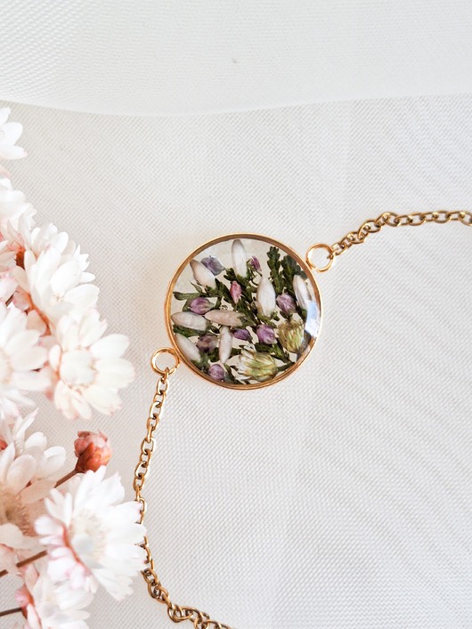 bransoletki z żywicy Bransoletka z żywicy z suszonymi kwiatami