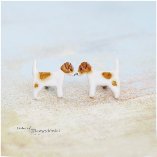 Jack russell terrier mini- ceramiczne kolczyki Dorca