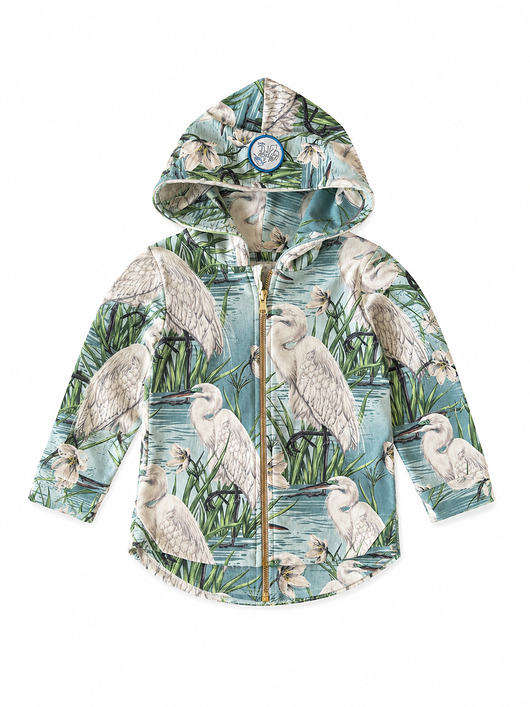bluzy dla chłopców Bluza rozpinana z kapturem Czapla Biała