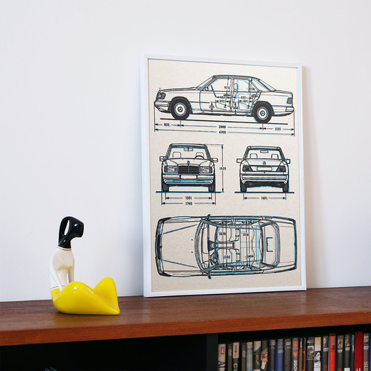 WYDRUK NA TEKTURZE 30X40 cm MERCEDES W124 777 Tshirts