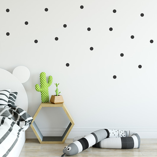 naklejki ścienne do pokoju dziecka CZarne groszki, naklejki na ścianę 105 SZT