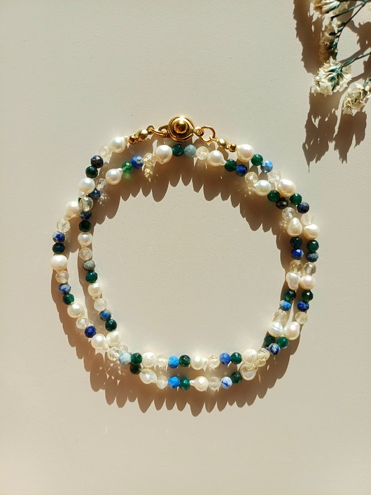 naszyjniki - inne Naszyjnik perła naturalna , mix kamieni