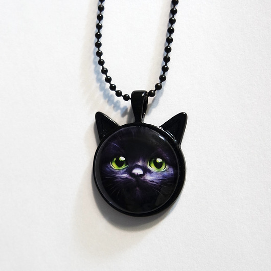 wisiory Medalion - Kot czarny - uszka