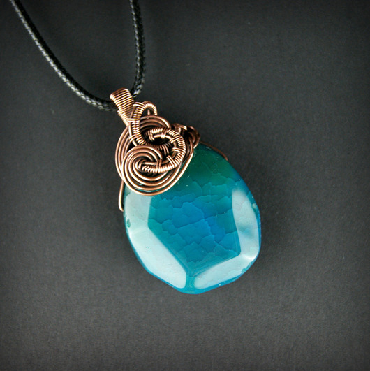 wisiory Wisiorek wire wrapping z agatem