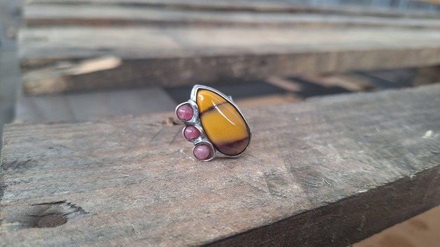 pierścionki - różne Jaspis i turmalin - pierścionek regulowany