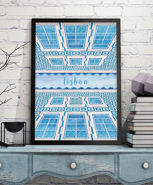 plakaty Lizbona - kamienice z azulejos - plakat fine art