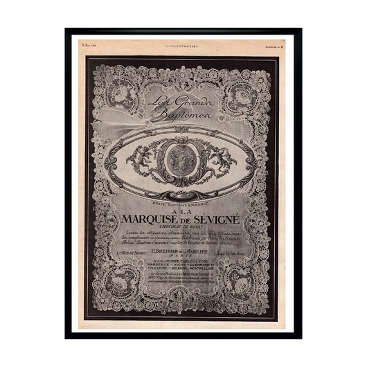 plakaty Plakat Oprawiona francuska reklama czekolady Marquise de Sevigne, 1922 r