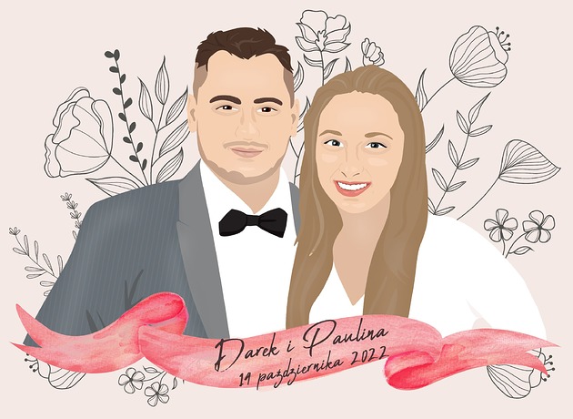 plakaty Plakat Portret ślubny, dla par, rodzinny + wydruk A2