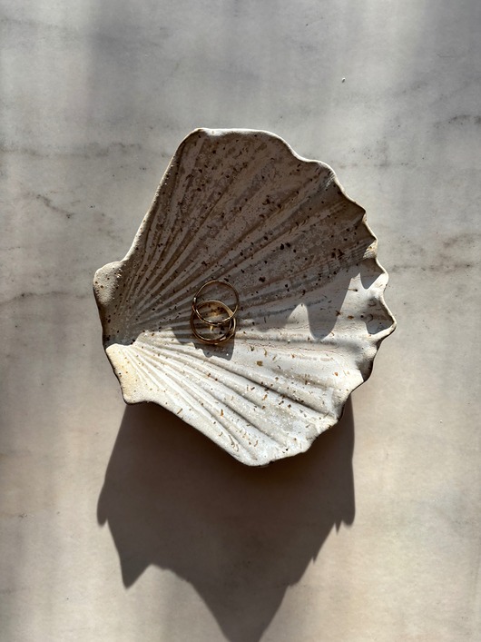 pojemniki na biżuterię Handmade Muszelka na Biżuterię Ceramiczna Rustic Freckled White