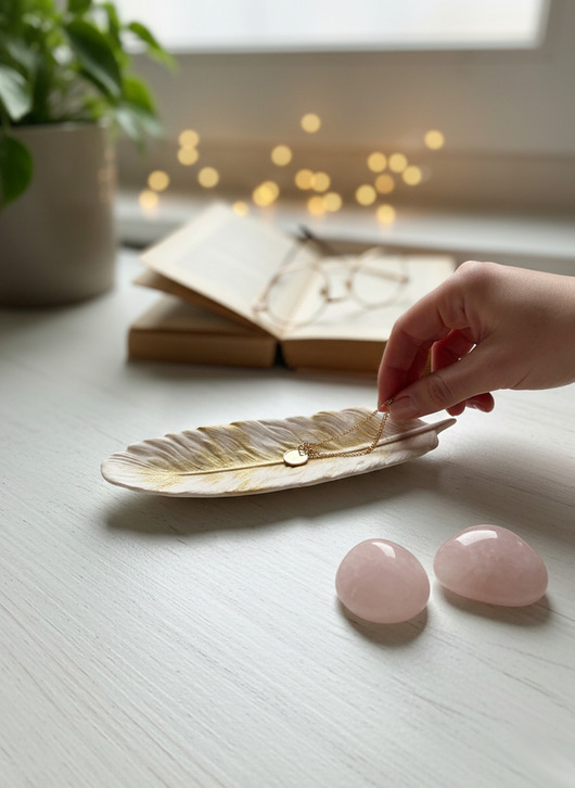 pojemniki na biżuterię Podstawka na biżuterię z gipsu polimerowego piórko