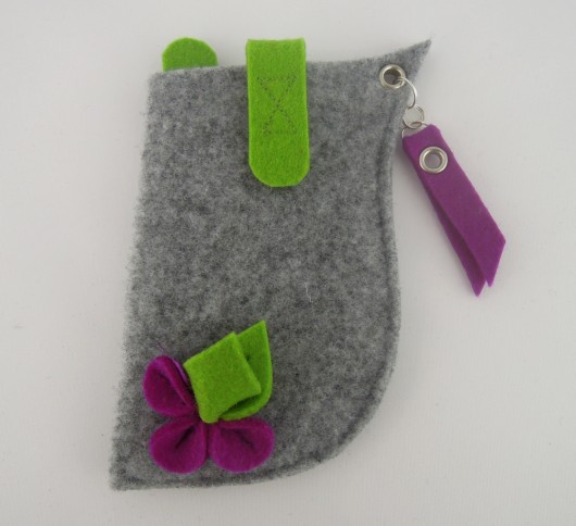 Etui na telefon- Szare z Fuksją - Małe Green Sheep