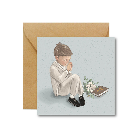 kartki wielkanocne Kartka na Komunię dla chłopca