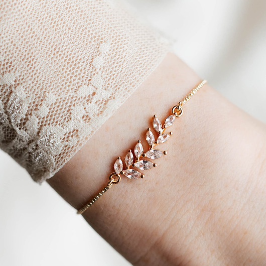 Biżuteria ślubna Bransoletka z kryształową zawieszką, delikatna bransoletka ślubna