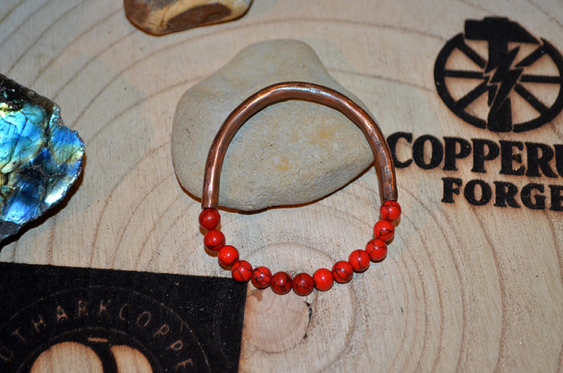 bransoletki - inne Rustykalna bransoletka miedziana rękodzielnicza