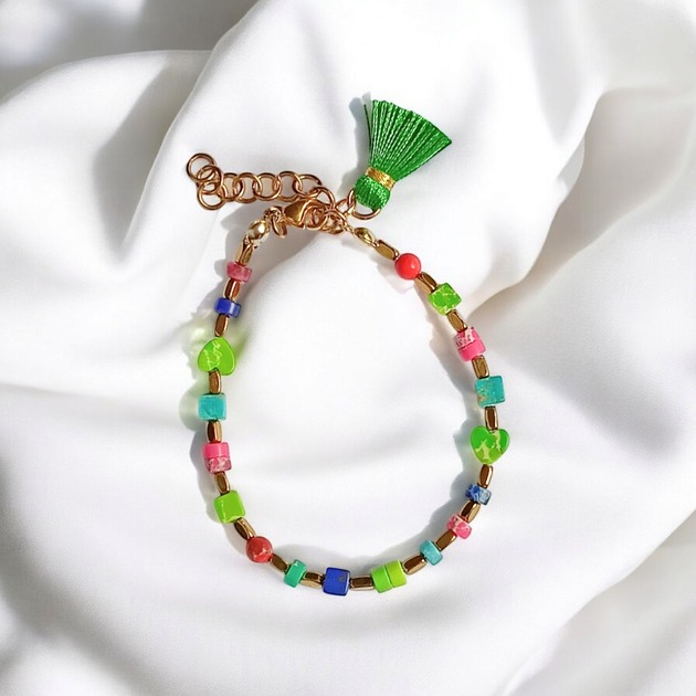 bransoletki z kamieni naturalnych Bransoletka wakacyjna : jaspis cesarski :: multicolor II