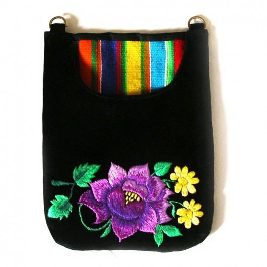 Wool floral embroidery pocket na ludowo