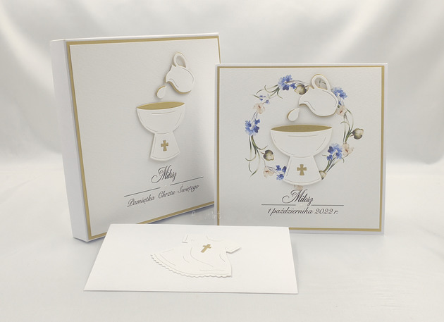 kartki, zaproszenia na chrzest Kartka na chrzest z pudełkiem i kopertą C 31b