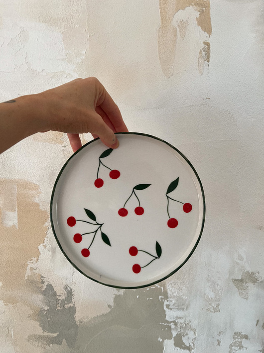 patery i talerze Talerz z porcelany w wisienki / 21 cm