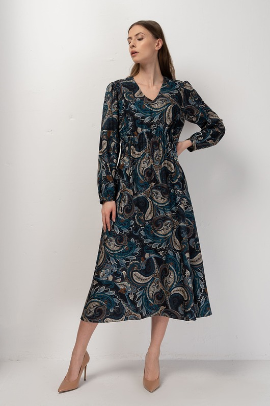 sukienki midi damskie LUSA - sukienka we wzór paisley