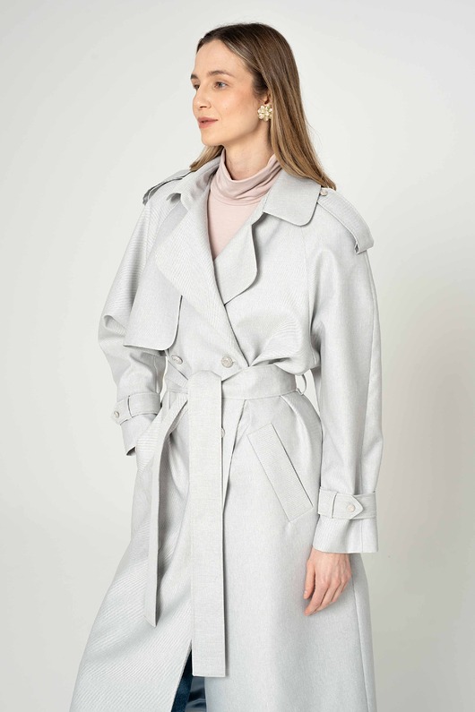 płaszcze damskie Trencz szary