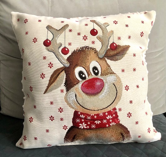 poduszki z grafiką Poduszka ozdobna Świąteczny Jelonek Renifer