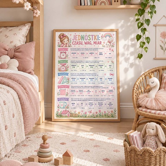 obrazy i plakaty do pokoju dziecięcego Plakat edukacyjny JEDNOSTKI dla dziewczynki