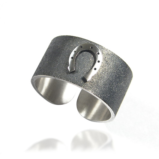 Obrączka srebro 925,podkowa Toros Design