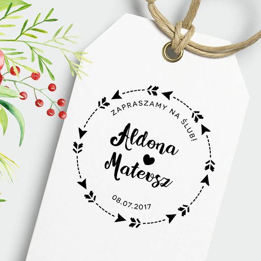 Boho strzałki,stempel ślubny drewniany ALE Pomysl