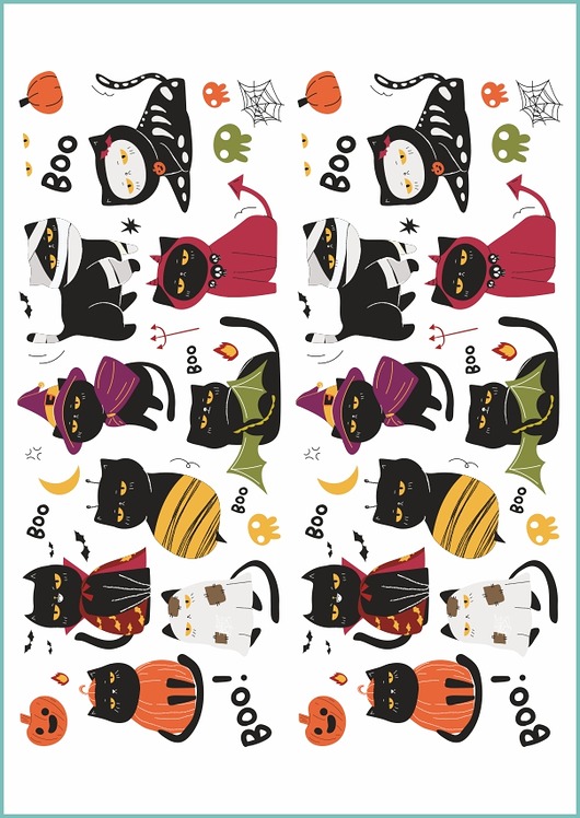 tatuaże zmywalne, tymczasowe Tatuaż tymczasowy "KOTY W STYLU HALLOWEEN"