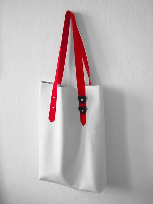 torby na ramię Biały worek ze skóry