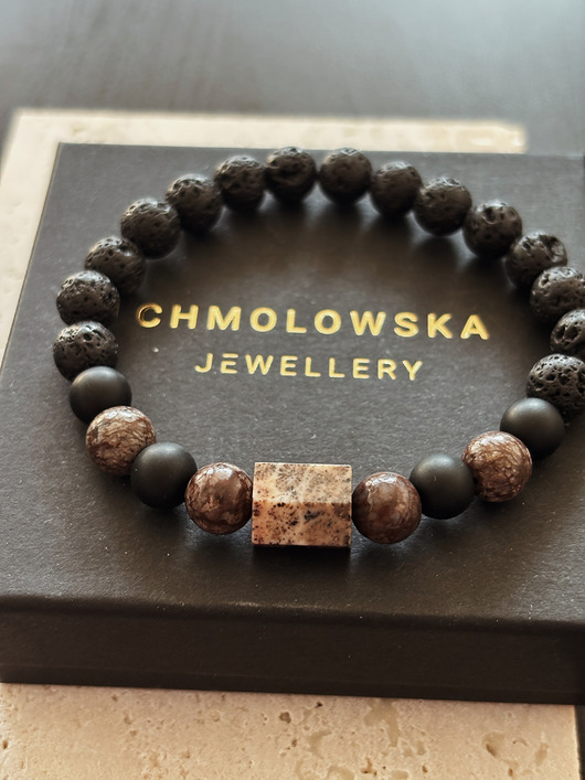 biżuteria męska Bransoletka męska Obsydian i Agat