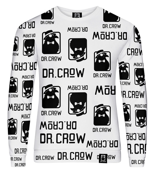 bluzy męskie Bluza Bez Kaptura Męska DR.CROW Logo Biała